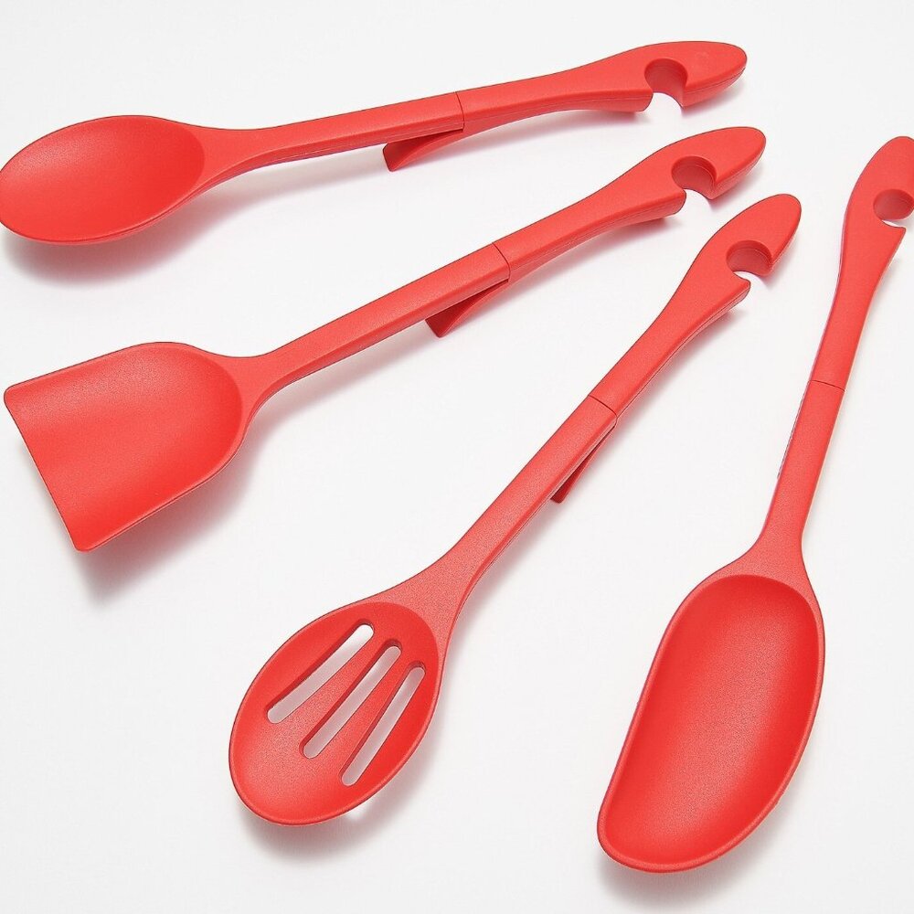 Cook's Essentials Set of 4 Silicone Utensils - Red K51989 -